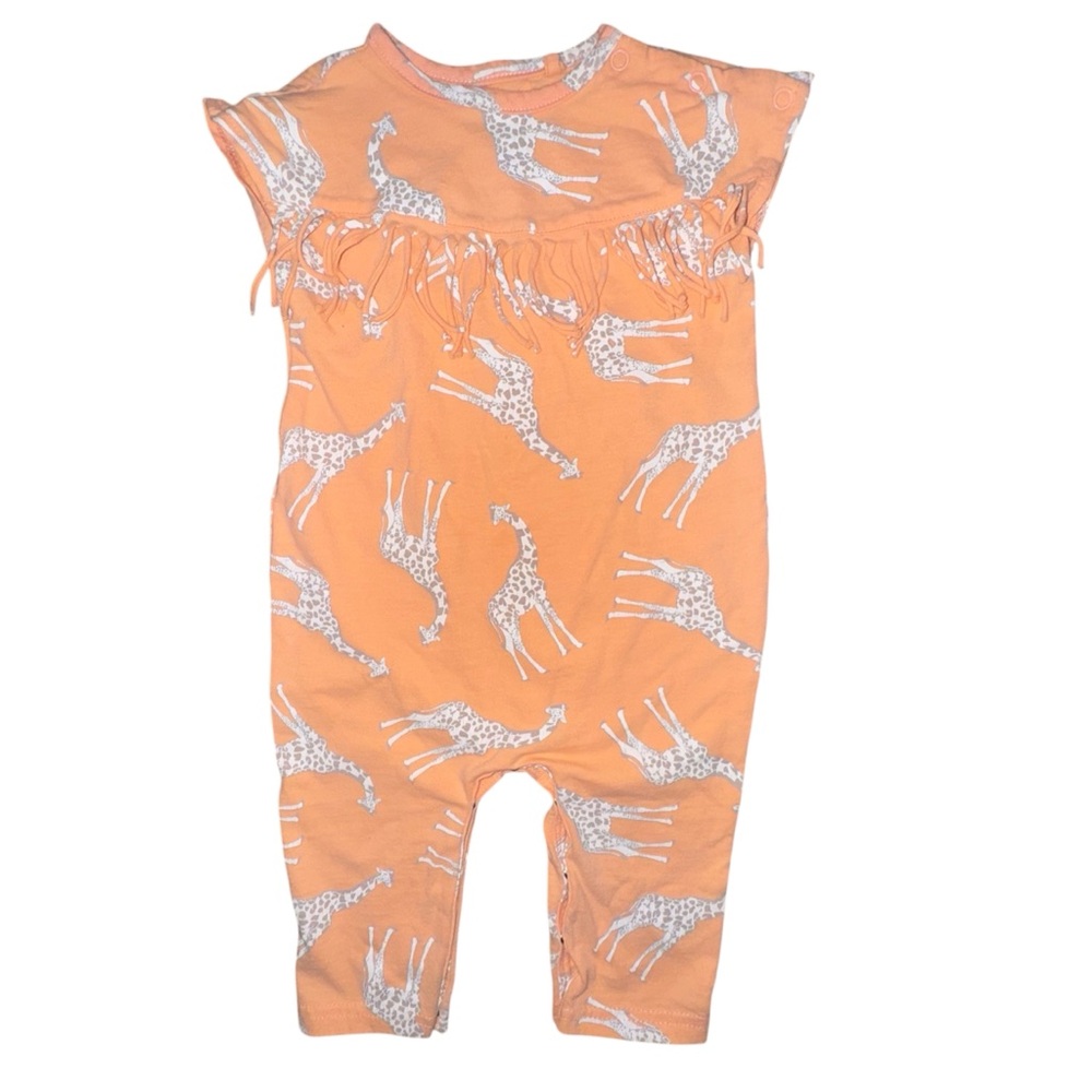 Jessica Simpson Orange Giraffe Print Romper